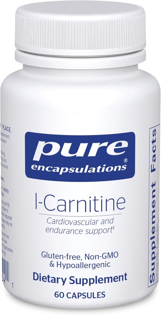 Pure Encapsulations L-Carnitine  годна за употреба Хипоалергенна добавка за сърдечно- съдомиялна и неустоима поддръжка на капсулите 60 капсули