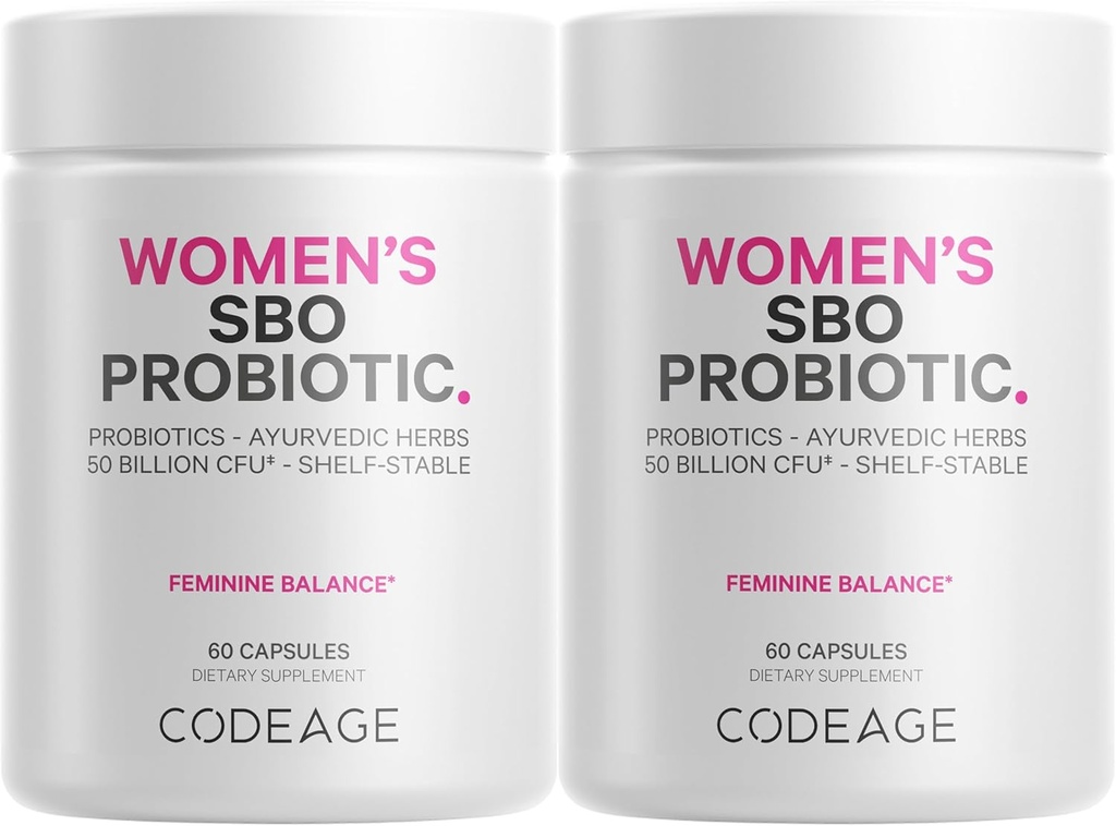 Codeage Women’s Probiotics supplement - 50 Billion CFUs - SBO Probiotics " Prebiotics - Cranberries - Feminine Health - Fermented Botanical Blend, whole Food supplement - Vegan, Non-GMO - 2 Pack