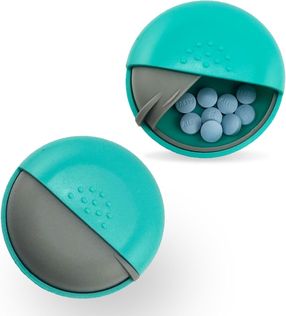Round Travel Pill Organizer - Bærbar Lille Pill Box til purse - Kompakt, Leak- Proof Medicine Container til piller, Vitamin, Fiskeolie, Kosttilskud - BPA- Free, Holdbar Design, 2,75 "(blå)