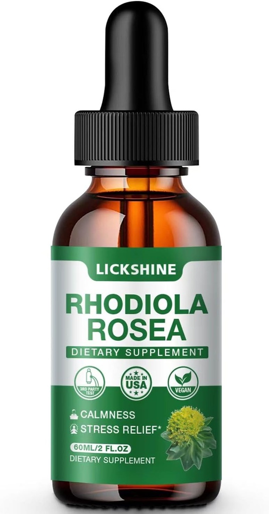 1 Pack 2000MG Rhodiola Rosea Tinktuur - Orgaaniline looduslik rodiola Rosea ekstrakt Vedelik tilgad Täiendus stressi, meeleolu, energia ja aju tugi - parem imendumine, suhkruvaba 2 Fl Oz