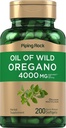 Piping Rock Oregano Oil Capsules 4000mg | 200 pílulas | Extracto de herba | Colleita salvaxe | Non-GMO, Gluten Free