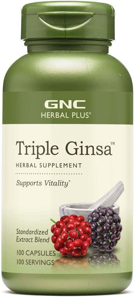 GNC Herbal Plus Triple Ginsa Supplement, Supports Vitality, 100 Servings