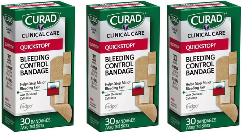Kurád Quickstop Flex- Fabric Obvazy, Quickstop Bleeding Control Technology, Asdied Velikosti, 30 Počet (balení po 3)
