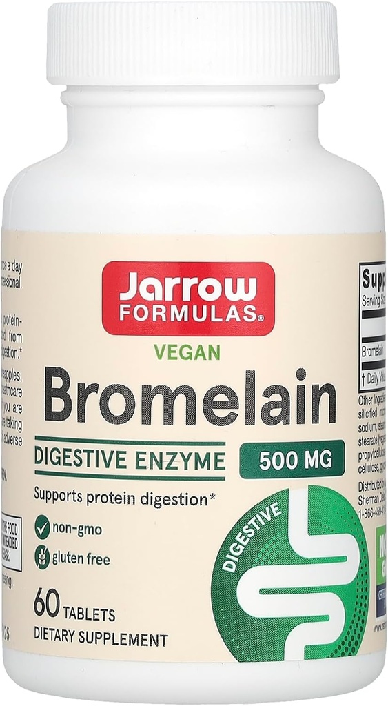 Jarrow Formulas® Bromelain Tablets, 500 mg Dieetsupplement voor eiwitdigestie, 60 tabletten, 60 dagen Levering