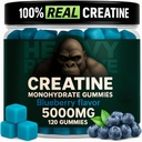 Creatina Monohidrato Gummies para homes e mulleres 5000mg - Blueberry, 120 Conde para 30 servizos | Low Calorie Formula | Muscle Builder and Energy Boost | Pre-Workout Suplemento de creatina Gummies