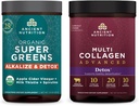 Ancient Nutrition Multi Collagen Advanced Powder Cleanse ' Detox, Unflavored, 36 Servings + Organic SuperGreens Detox ' Alkalize Powder, 25 Servings