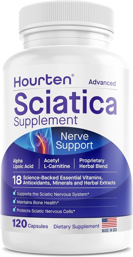 Advanced Sciatic Nerve Support Relief: Alpha Lipoic Acid - 18 in 1 Sciatica Supplements - Witamina B Complex - Made in USA (120 Count (Pack of 1))