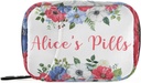 Aangepaste pil Box 7 Dag pil Case Bag Vintage Aquarel Bloemen Gepersonaliseerde naam Reis pil Organizer Bag met rits draagbare week Case Compacte grootte voor vitamine supplement houder
