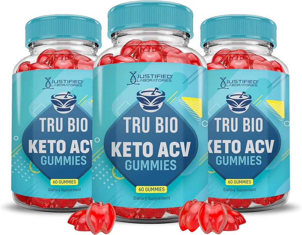 (3 pack) Tru Bio Keto ACV Gummies Advanced Formulės 1000MG TruiBio Keto Gummies Apple Cider Vinact Formuluota su Pomgranato batų sultimis B12 Vegan Ne GMO 180 Gummys