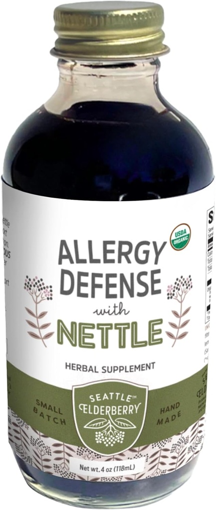 Allergy Defense with Nettle – Delicious, Gluten-Free Herbal Supplement with Potent Allergy Benefits Made from Only Organic Ingredients in Small Batches in The USA - 4oz
