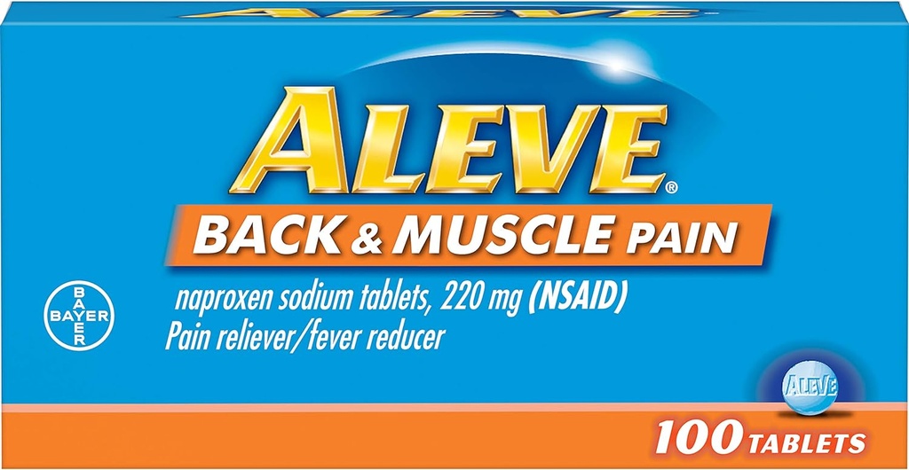 Aleve Back and Muscle Paints, 快速行动全天针对头痛, 肌肉, 和背痛, Naproxen Sodium Capsules, 220 mg, 100 Count
