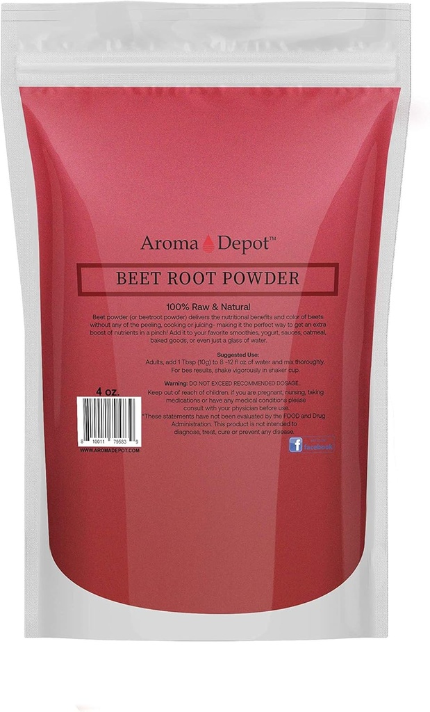 Beet Root Powder 4oz per Aromó Depot Raw RAW & No-GMO I Vegan Free I Niteric Oxide Booster IFedre Stamina i augment de l'Energia Imune System Booster II