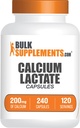 BulkSupplements.com 칼슘 Lactate 캡슐 - 칼슘 보충, 칼슘 200mg - 칼슘 Lactate 보충, 서빙 당 2 캡슐 - 120 일 공급, 240 캡슐
