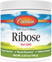 Carlson - Ribose, 100% tiszta D-Ribose, Non-GMO, Energy Production, Muscle Recovery & Athletic Performance, 3.53 oz (100 g)