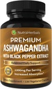 Suplemento Ashwaganda Feito com Premium Ashwaganda Root Powder 1200mg com Extrato de Pimenta Negra para Maior Absorção - 120 Cápsulas Vegetais