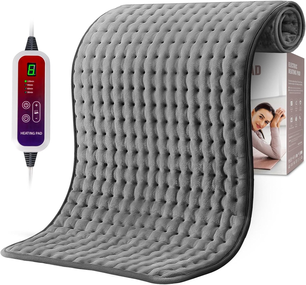 Qfun Extra גדול Heating Pad for Back Pain הקלה, 19.6"x39.3"21L Fast Heat Pad and Shoulde Electric Heating Pad for period Cramps with 6 Heat Settings & Auto Shut-Off, כריסטסמס מתנה לגברים