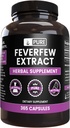 Jatorrizko osagaiak Feverfew Extract (365 kapsulak) Magnesium edo Rice Fillers, Beti Pure, Lab Verified