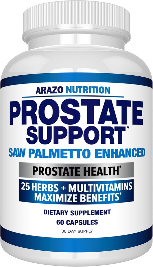 Arazo 영양 Prostate 보충교재 - 톱 팔로토 + 25 허브 - Frequent Urination, 감소 탈모, 지원 Stamina - 단 하나 Homeopathic 초본 추출물 건강 보충교재 - 캡슐 또는 알약