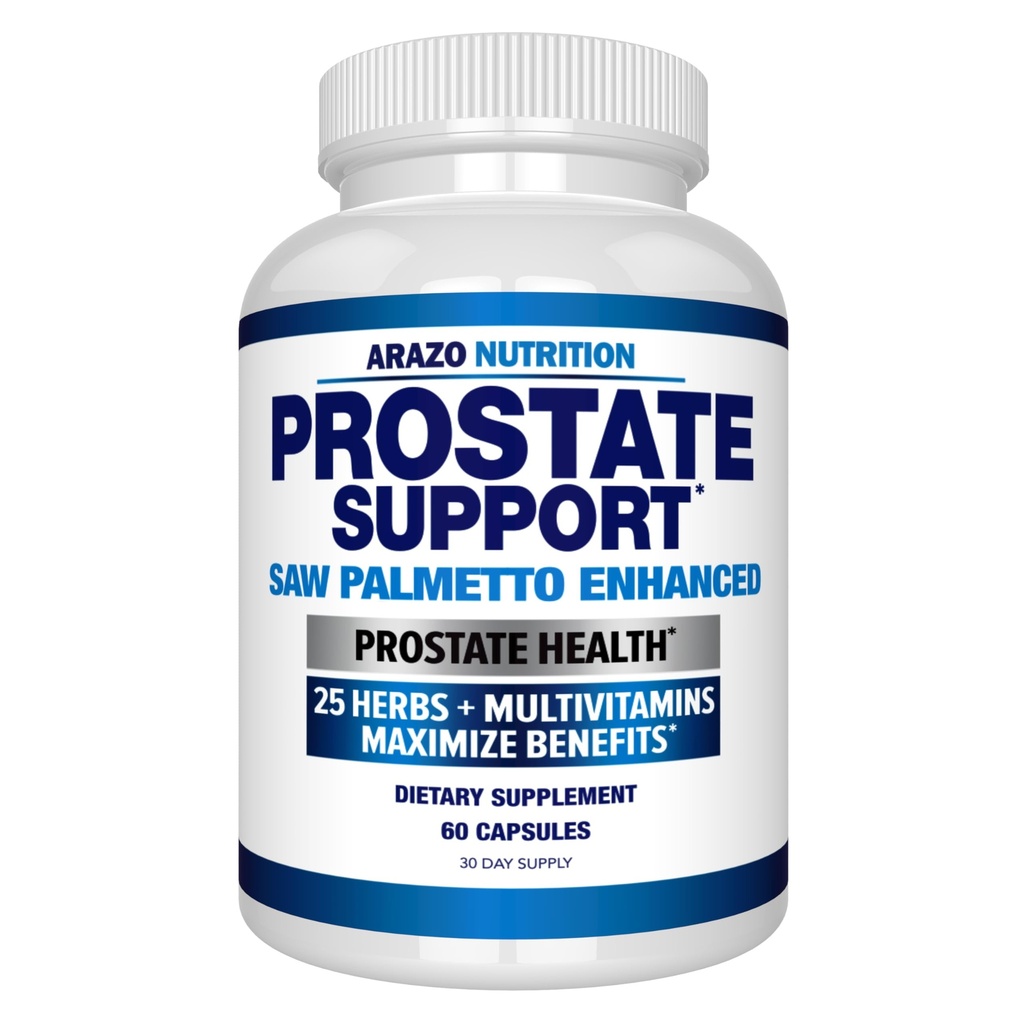 Arazo Nutrition Prostate Supplement - Saw Palmetto + 25 Herbs - Reduce Frequent Urination, Reduce Hair Loss, Support Stamina – Single Homeopathic Herbal Extract Health Supplements - Capsule or Pill