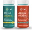 Iwi Omega-3 Essential & Vegikrill Omega-3 Bundle, 30 Servings, Vegan Plant-Based Algae Omega 3, Krill & Fish Oil Alternative, No Fishy Aftertaste