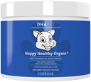 DNA PET Happy Healthy Organs & Glands Supplement For Cats, Freeze-Dried Raw Bovine Liver Grass-Fed Bone Marrow Heart Kidney Pancreas, Bovine Thymus Iron Multi Organ Powder, Joints Cat Vitamins 1.48 oz