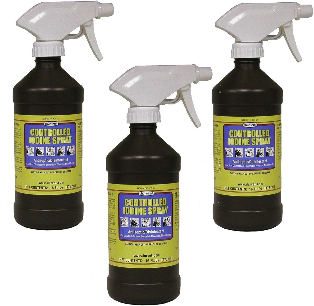 (3 Pack) Durvet Controlled Iodine Spray, 16-Ounces