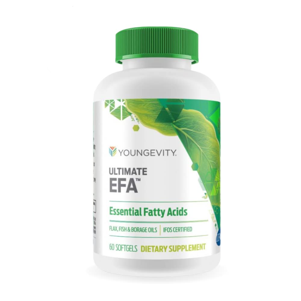 Youngevity Ultimate EFA™ – Omega 3, 6 & 9 Supplement | Blend of Borage, Flax & Fish Oils | Supports Heart, Brain & Overall Health | 60 Soft Gels