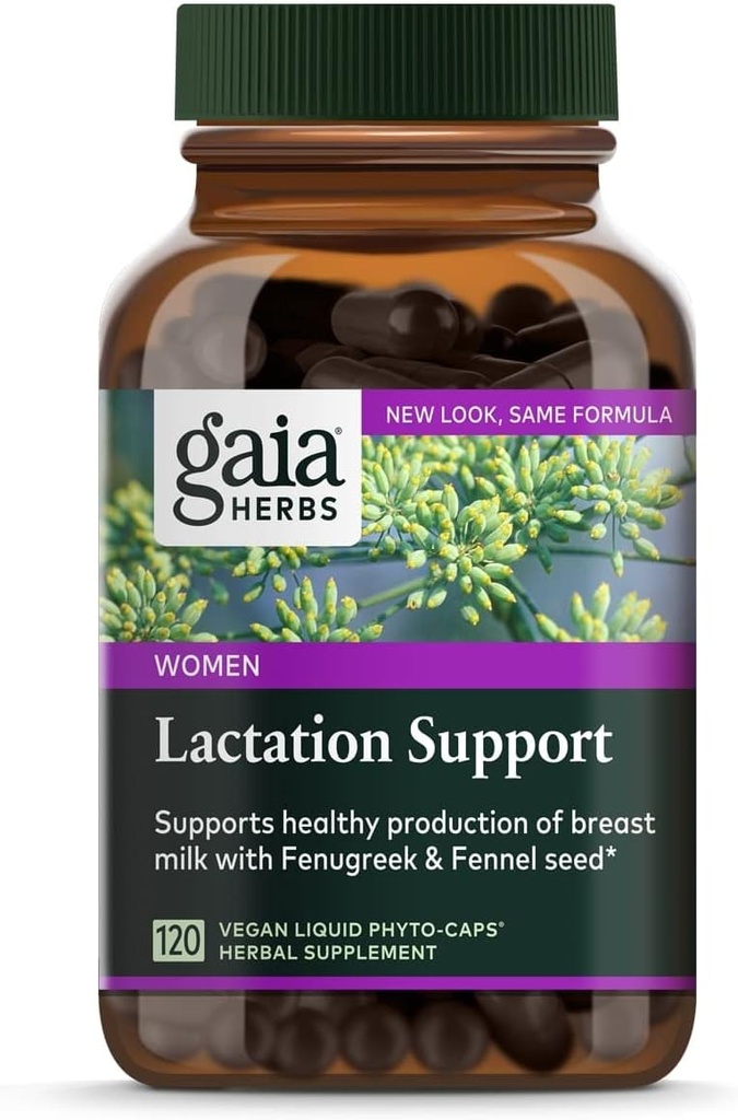 Dukungan Lactation Gaia Herbs, Kapsul Cairan Vegan, 120 Count - Suplemen Lactation untuk Ibu Breastfeed, Dukungan Susu Sehat & Enhances Breast Nutition, PAKAKAGING MAY VARY