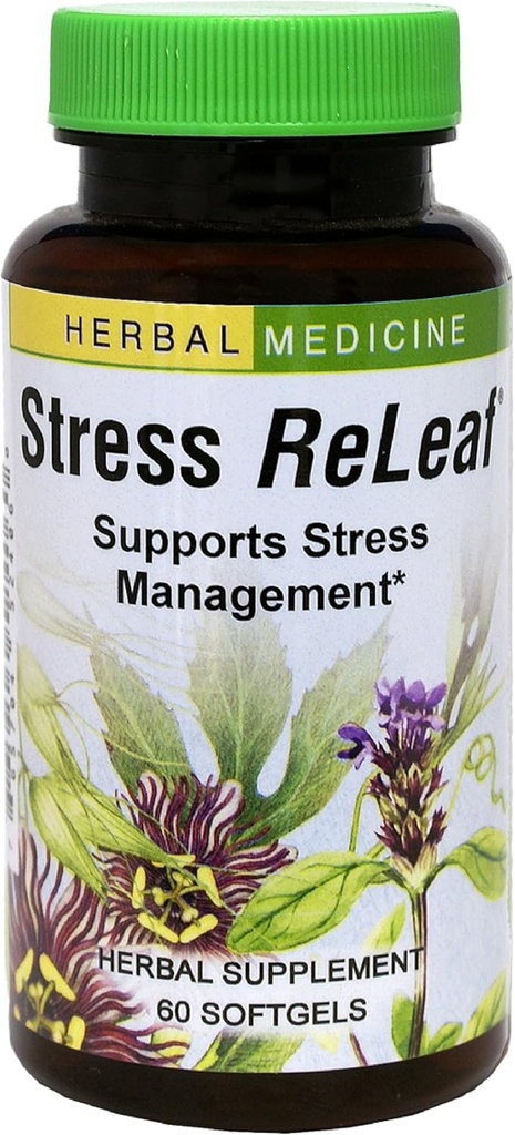 Herbs Etc. Stress ReLeaf - Herbal Supplement to Support Relaxation - Stress Support Supplemment - Gluten-Free - 60 Softgels (60 Servings)