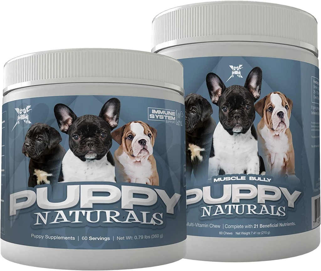 Puppy Naturals ® 124; Raumenų pastatas Imunitetas Pienas Replacer + 10 į 1 Puppy MultiVitaminal Nutrient Chew ® 124; Veterinarian Formuluota. Mitybos parama augantiems šuniukams (60 Paslaugos).