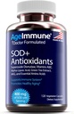 Antioxidantes de SOD Complejo Suplemento de envejecimiento saludable - 400 mg de dismutase de superóxido - Ácido lipoico alfa - Extracto de té verde - L-Arginina - Lysine - AKG - Vitaminas A y E para cápsulas Immune Support-120