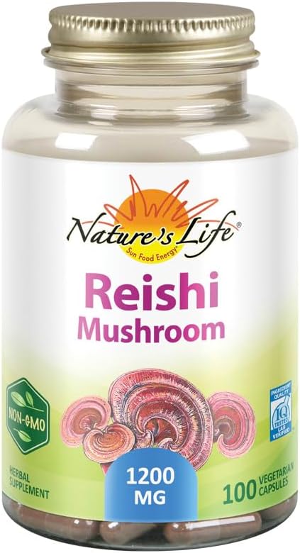 Nature' Life Reishi Mushroom 1200 mg s Healthy Immune Function, Energy & Mood Support supplement - Non-GMO ' Lab Verified - 100 Vegetarian Capsules