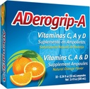 Aderogripa Immune Support Vitamins C, A & D | Suplemento líquido | 10 Natural Orange Flavor Ampoules | Impulsar o seu sistema inmunitario | Caixa de 10 x 10ml Ampoules | Suplemento en Ampolletas