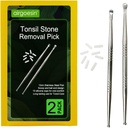 Airgoesin 2pcs Tonsil Stone Removal Pick Tonsillolith Premium orodje Nerjaveče jeklo ustno čistilo z 10 mehkimi silikonskimi pokrovi