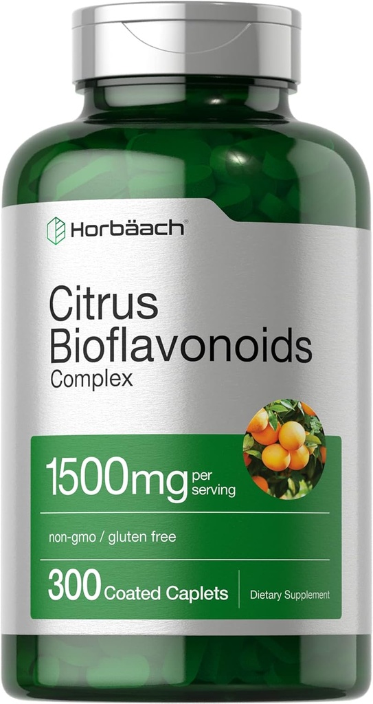 Horbäach Citrus Bioflavonoids Supplemento | 1500mg | 300 Caplets | Vegetariano, Non OGM e Gluten Formula gratuita | Dimensione del valore