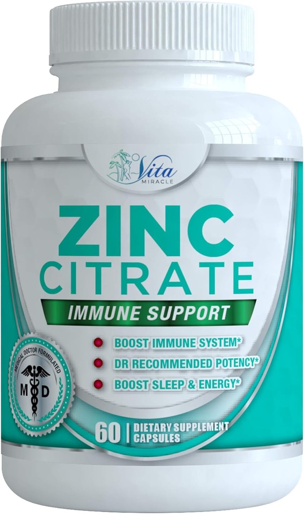 Zinc Citrate 30mg Supplement - Immune Support for Adults Kids Safe Immune Supplements Vitamin Alternative to Lozenge Liquid and Chewable Tablets