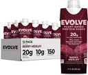 Evolve Bast Based Protein Shake, Berry Medley, 20g Vegan Protein, Imne support, Vitamina C & Zinc, Diry Free, No artificial Sweetens, 10gber, 11oz, (12 paquet) (Formula Mayary)