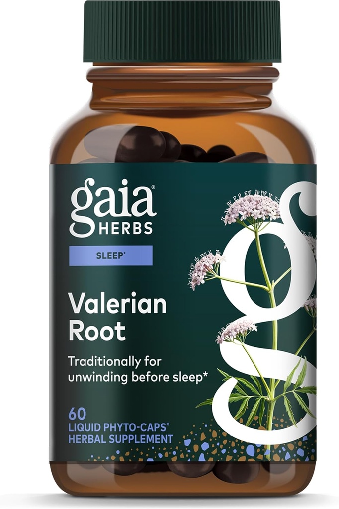Gaia Herbs Valerian Root - 自然睡眠支持 自然平静帮助放松准备睡眠 - 有机 Valerian Root提取 - 60 Vegan Liquid Phyto-Capsules (30日供应)