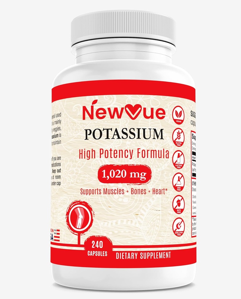 NewVue Potassim suplementari, 1020 mg, 120 Servings, 240 barrets
