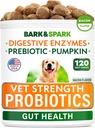 BARK&SPARK Vet Strength Dog Probiotics Chews - Gas, Diarrhea, Allergy, Constipation, Upset Stomach Relief, with Digestive Enzymes + Pumpkin + Prebiotics - Chewable Fiber Supplement - 100ct - Bacon