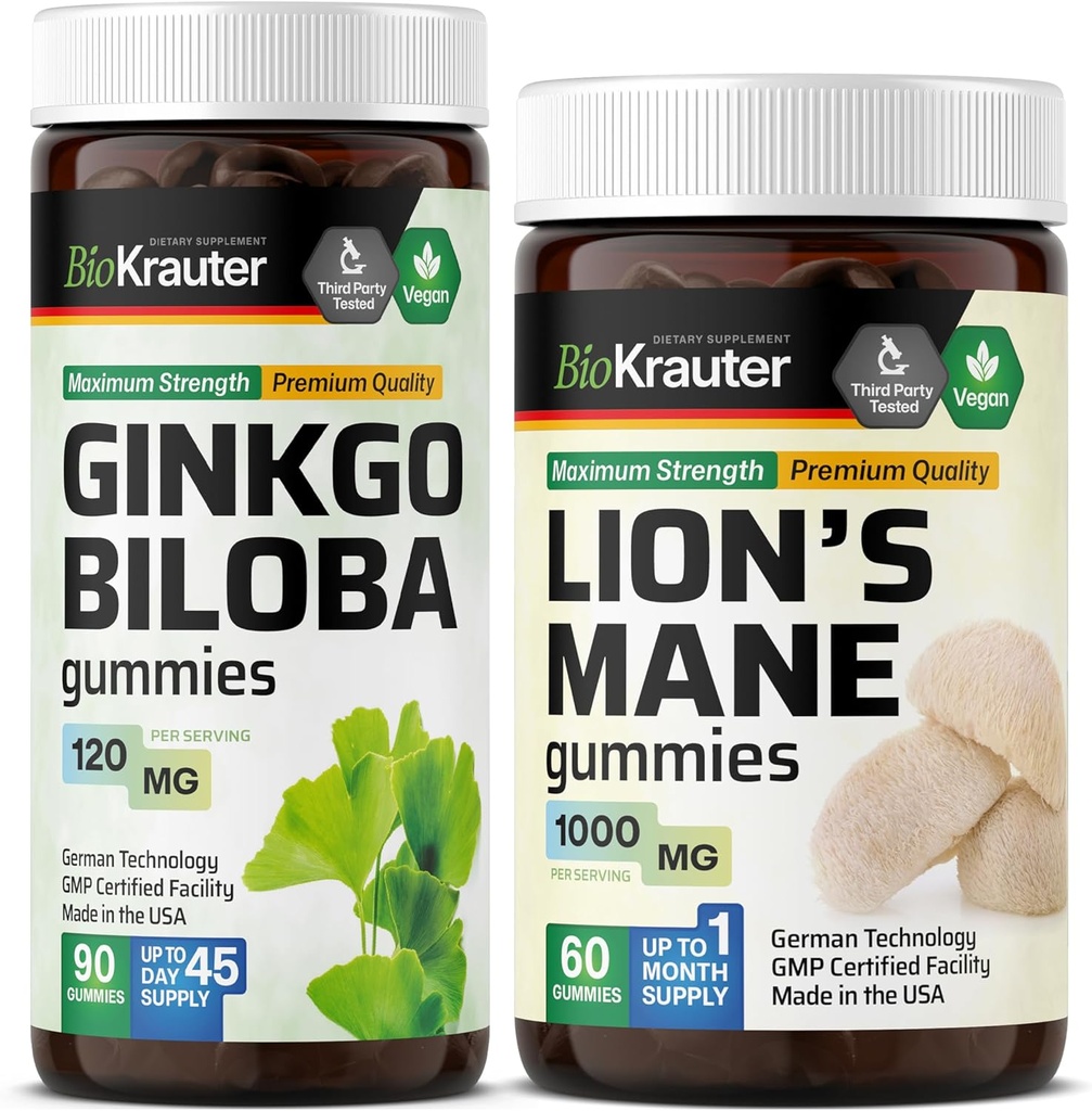 BIO KRAUTER Ginkgo Biloba 90 Gummies ' s Mane 60 Gummies