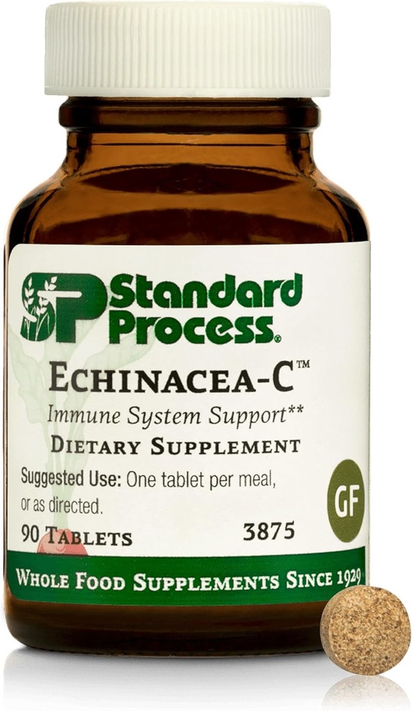 Standard prosess Echinacea-C - Supplement for immunsystemstøtte - Tilbyr daglig C-vitamindose - Glutenfri, ikke-døyende og ikke-soy - 90 tabletter (90 Serveringer)