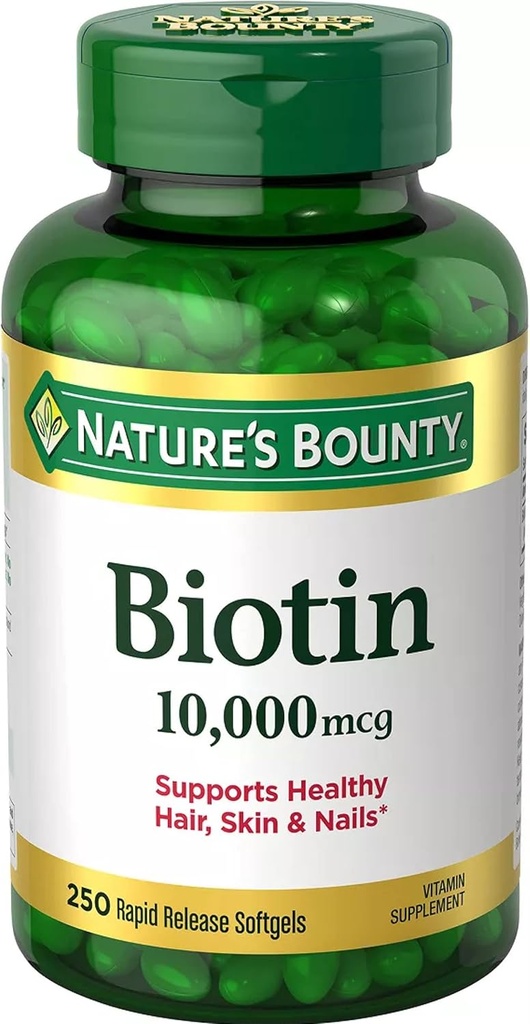 Natura's Bounty Biotin 10.000 mcg, 250 Softgels rapid de eliberare