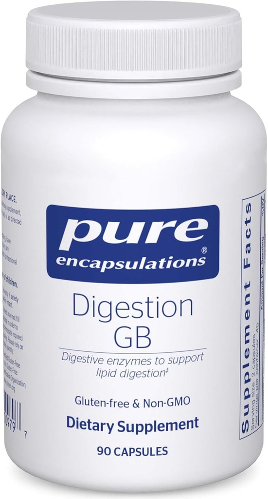 Pure Encapsulations Digestion GB - Digestive Enzyme Addition - за Gallbladder Support & Gut Health* - с Bile Salts & Digestive Enzymes Blend - Gluten Free & Non- GMO - 90 капсули