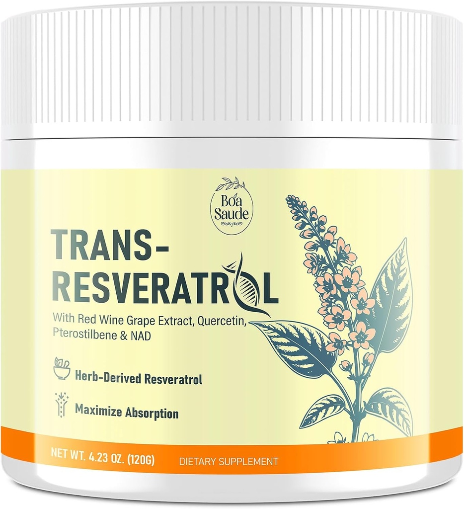 Trans-Revratrol supplement with Red Wine cloft, Quarcetin, Pterosilben & NAD, 4.23 OZ, 30-วัน