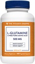 Vitamiini Shoppe L-glutamiini 500MG, vapaa muoto Aminohappo, tukee lihasten Recovery & Immuno Health (300 kapselia)