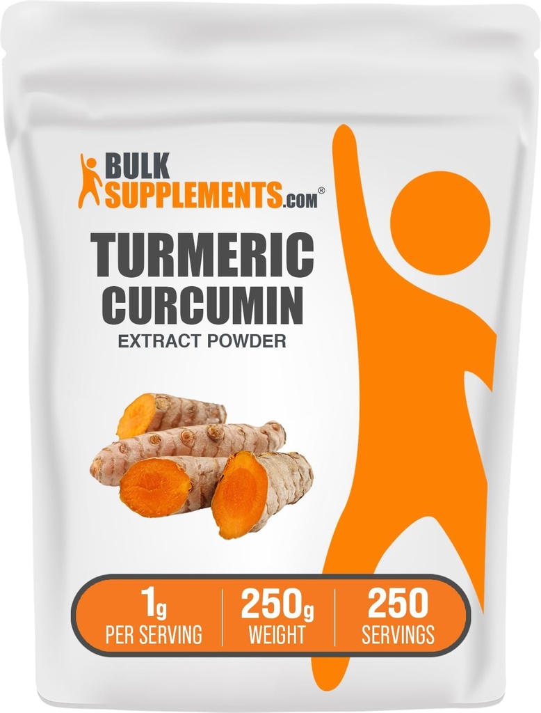 BulkSupplements.com Turmeric לחלץ אבקת - מ Root Turmeric, תוספי Curcumin, אבקת כורכום Turmeric Curcumin - Gluten Free, 1g לכל משרת, 250g (8.8 oz) (Pack of 1)