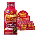 Vitamin Energy Fruit Punch Extra Strength Energy Shot, 12 Pack - Up to 7 Hrs, 260mg Natural Caffeine, Zero Sugar - Green Tea Extract, Immune Support, B12 B6 Niacin, 1.93 fl oz, Keto Vegan