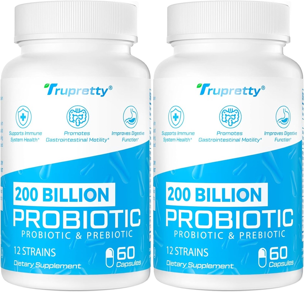 200 Miliarde Cf 12 Strains Probiotic, cu 3 Prebiotice organice, Probiotice pentru femei, Supliment zilnic pentru Immune, Gut, Digestive Health, Perioada de valabilitate Stabil, Non OMG, 120 Caps (120-Days Supply)