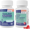 WELMATE Respiratorisk Relief Bundle: Maksimal styrke Guaifenesin 1200 Mg Mucus Relief (100 Bi-Layer Tabletter) + Phenylephrine HCl 10 mg Nasal Decongestant PE (200 tabletter) Sinus, kald og allergi støtte